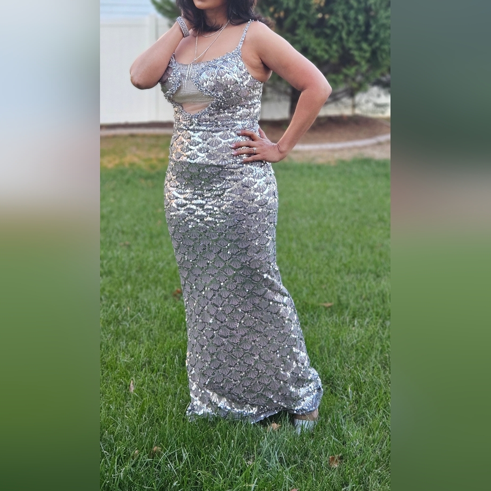 Silver Sequin maxi dress